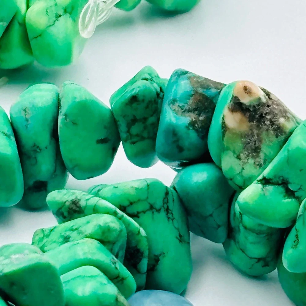 Mixed RAW Turquoise Color Stone Bead Lot 219g Loose Gemstones for Jewelry Making